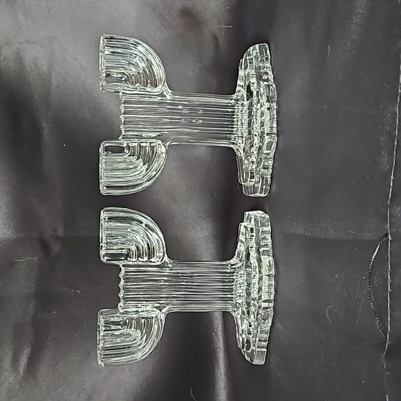 RARE Pair of Art Deco Anchor Hocking Queen Mary Double Branch Cactus Hol… - Picture 3 of 8